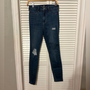 Hollister Dark Blue Ripped Skinny Jeans